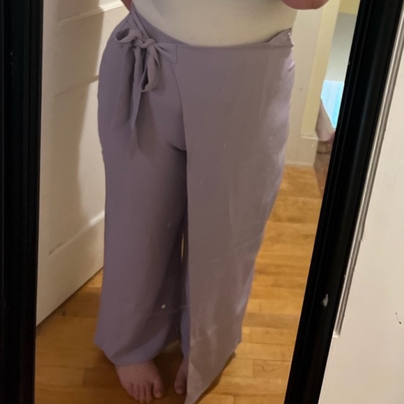 Halara Grey High Waisted Tie Side Invisible Zipper Wide Leg Work Pants|NEW/NWT🩶 - Picture 6 of 6